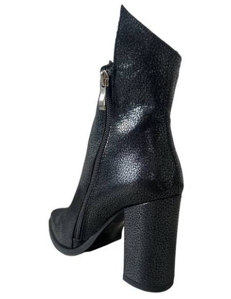 Botki damskie czarne granat brokat obcas słupek w szpic skóra DiPrimo 1238