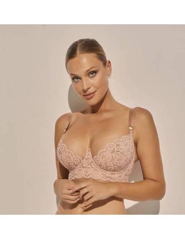 Biustonosz różowy delikatny miękki soft koronkowy tiul Kinga Bella 1149