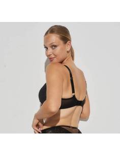 Biustonosz czarny półusztywniany semi soft koronkowy tiul... 2