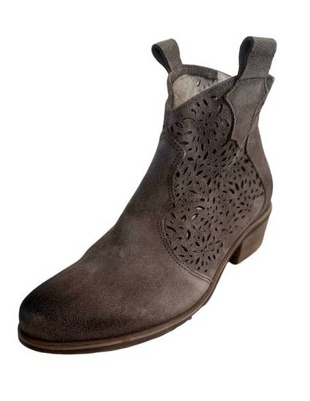 Botki almond skóra zamsz niski obcas klocek ażur Exquisite 1130 Jula Style