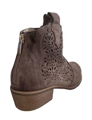 Botki almond skóra zamsz niski obcas klocek...