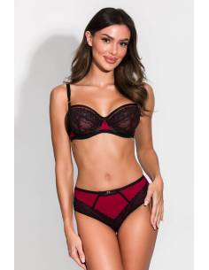 Figi damskie czarno czerwone koronka haft Mediolano Porto... 2