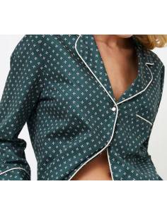 Piżama damska zielona rozpinana długie spodnie długi... 2