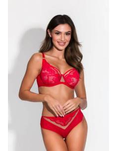 Biustonosz czerwony tiul koronka półusztywniany semi soft... 2