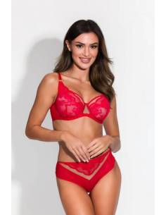 Figi brazyliany damskie czerwone koronka tiul Mediolano... 2