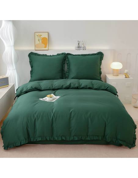 Pościel zielona z falbanami ekskluzywna 200x220 nie farbująca CottonWorld