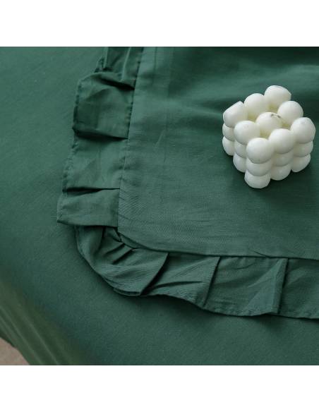 Pościel zielona z falbanami ekskluzywna 200x220 nie farbująca CottonWorld