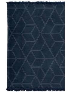 Koc granatowy ze wzorem bawełniany akryl 150x200 miękki... 2