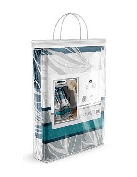 Koc szaro biało niebieski 150x200 miękki ciepły miły prezent gift Detexpol 120JB