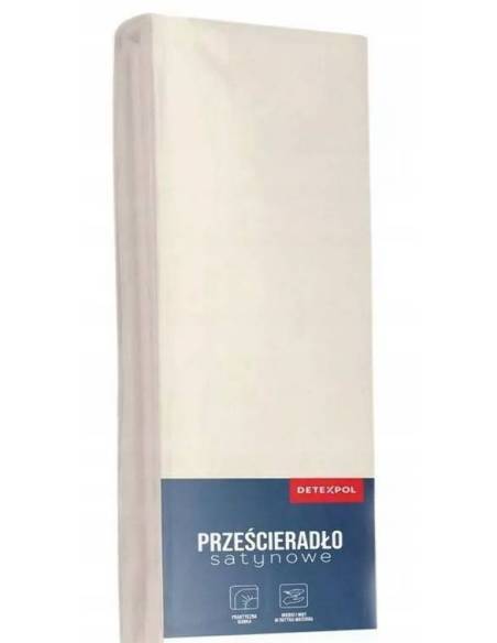 Prześcieradło ecru z gumką microsatyna satynowe wygodne Detexpol