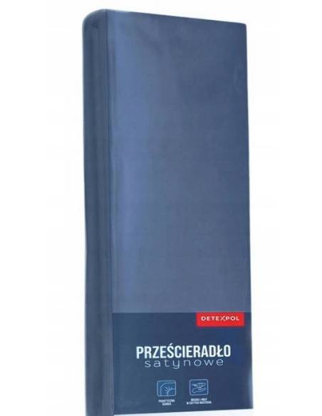 Prześcieradło niebieskie z gumką microsatyna satynowe wygodne Detexpol