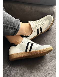 Adidasy białe szare paski skórzane skóra kauczukowa... 2