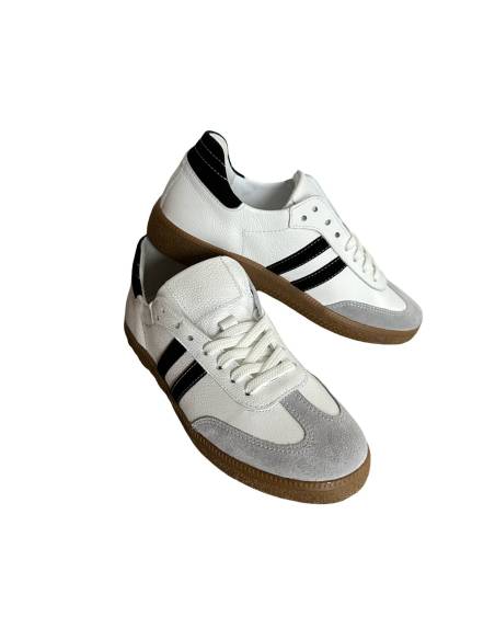 Adidasy białe szare paski skórzane skóra kauczukowa podeszwa 1068 MUST HAVE