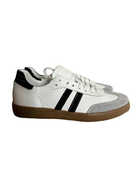 Adidasy białe szare paski skórzane skóra kauczukowa podeszwa 1068 MUST HAVE