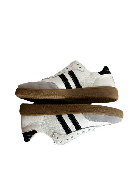 Adidasy białe szare paski skórzane skóra kauczukowa podeszwa 1068 MUST HAVE