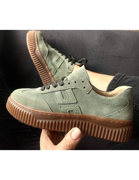 Adidasy zielone oliwka skórzane skóra zamsz kauczukowa podeszwa N1141S2 MUST HAVE