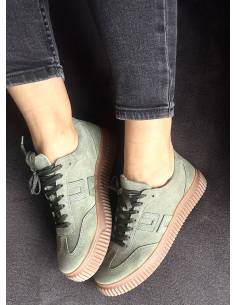 Adidasy zielone oliwka skórzane skóra zamsz kauczukowa... 2