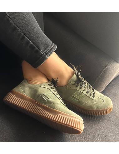 Adidasy zielone oliwka skórzane skóra zamsz...