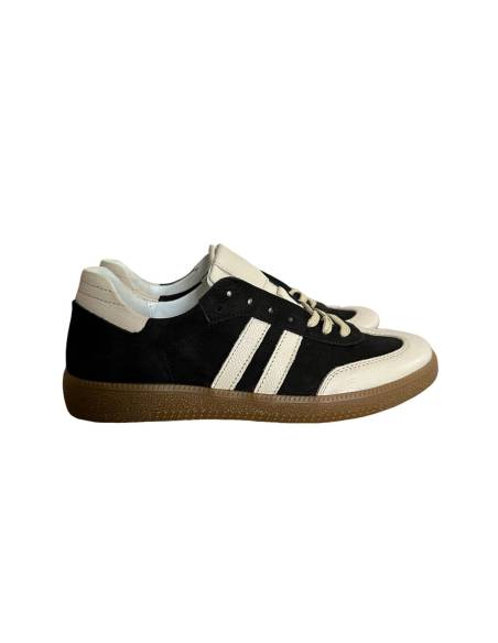 Adidasy czarne beżowe paski skórzane kauczukowa podeszwa 1068 MUST HAVE