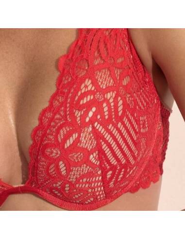 Biustonosz koronkowy czerwony push up  1178 AMY...