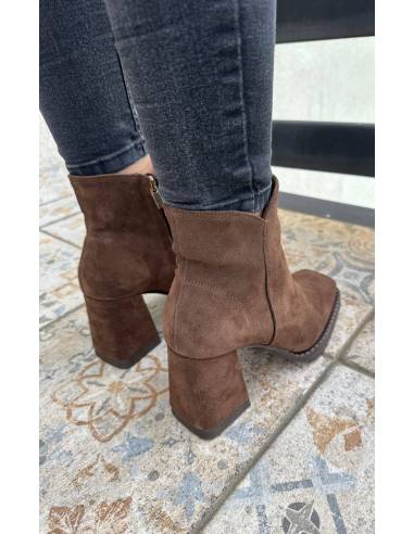 Botki skóra naturalna zamsz Jula Style ciemny...