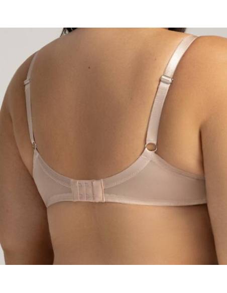 Biustonosz miękki soft jasny róż tiul koronka z paskami Ava 2155 Shimmer
