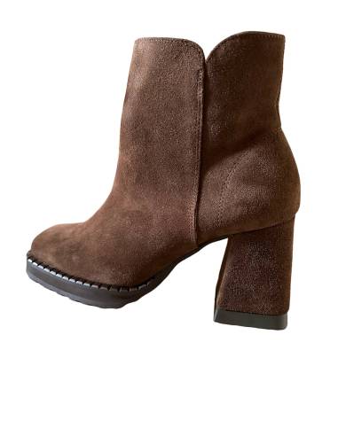 Botki skóra naturalna zamsz Jula Style ciemny...