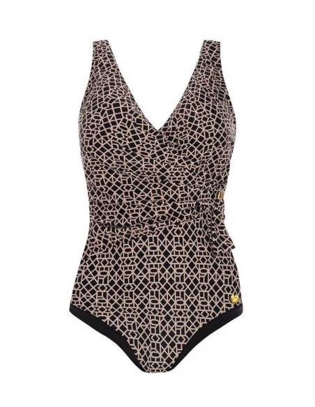Strój kąpielowy jednoczęściowy beżowy czarny modelujący Self Luxe 14