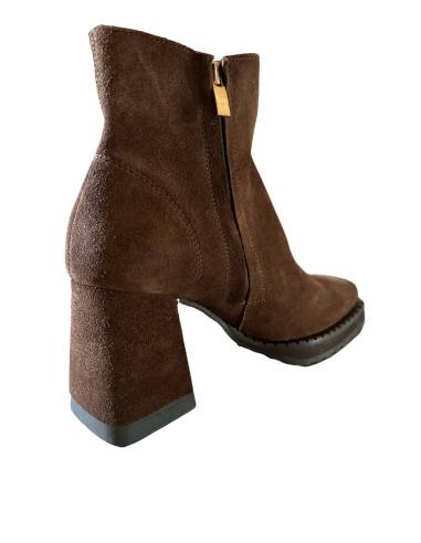 Botki skóra naturalna zamsz Jula Style ciemny...