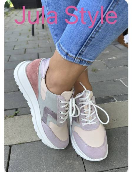 Buty sortowe, adidasy multicolor skóra naturalna ALMODI N819