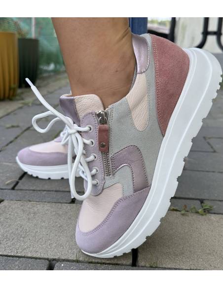 Buty sortowe, adidasy multicolor skóra naturalna ALMODI N819