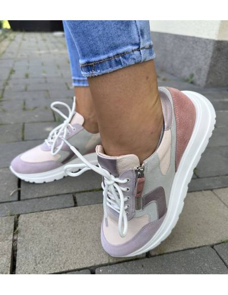 Buty sortowe, adidasy multicolor skóra naturalna ALMODI N819