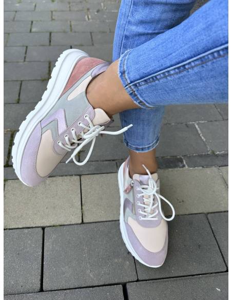 Buty sortowe, adidasy multicolor skóra naturalna ALMODI N819