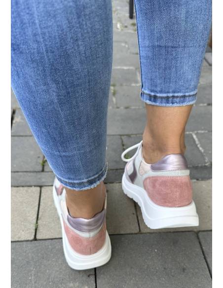 Buty sortowe, adidasy multicolor skóra naturalna ALMODI N819