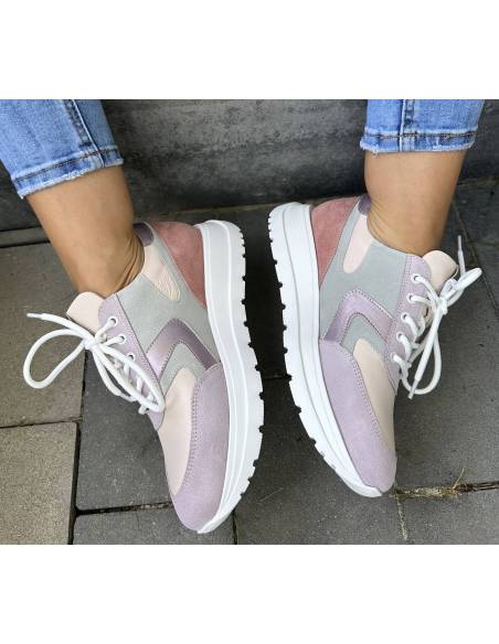 Buty sortowe, adidasy multicolor skóra naturalna ALMODI N819