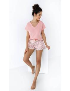 Piżama damska różowa krótki rękaw krótkie spodenki... 2