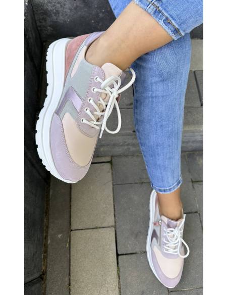 Buty sortowe, adidasy multicolor skóra naturalna ALMODI N819