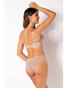 Biustonosz beżowy soft miękki koronkowy srebrny haft... 2