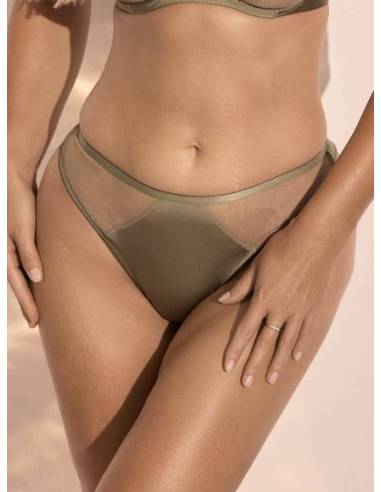 Figi brazyliany zielone khaki tiul satyna Kinga Lou 1181/B
