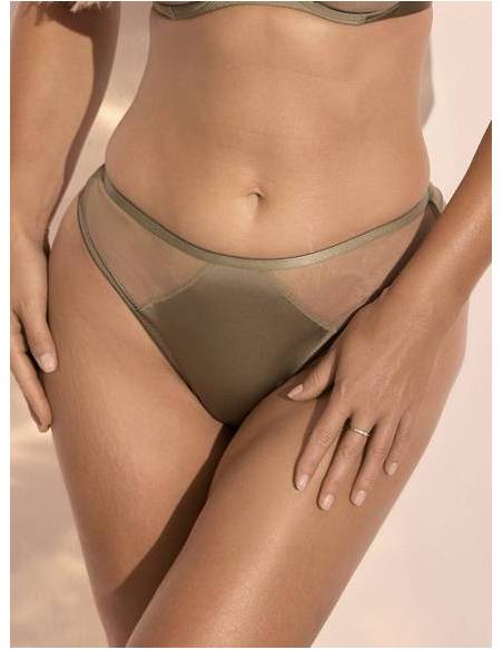 Figi brazyliany zielone khaki tiul satyna Kinga Lou 1181/B