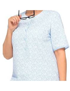 Koszula nocna damska niebieska do połowy łydki rozpinana... 2