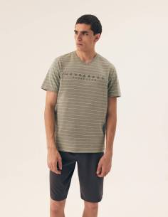 Piżama męska zielona grafit krótki rękaw i spodenki... 2