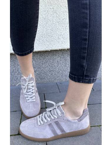 Adidasy damskie beż brąz skóra naturalna zamsz MUST HAVE Kampa N 1068