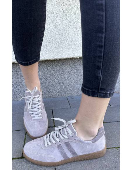 Adidasy damskie beż brąz skóra naturalna zamsz MUST HAVE Kampa N 1068