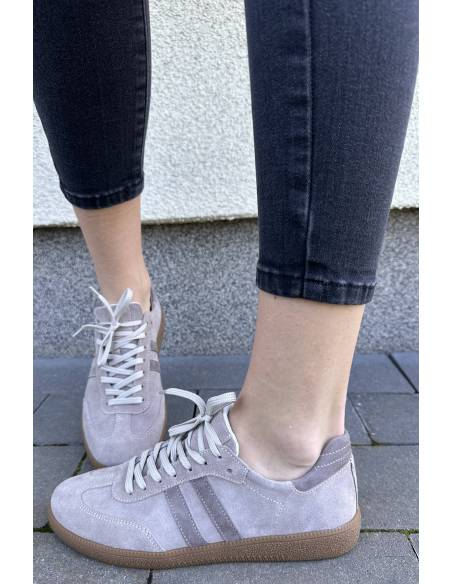 Adidasy damskie beż brąz skóra naturalna zamsz MUST HAVE Kampa N 1068