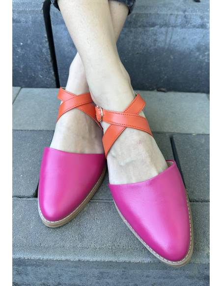 Baleriny damskie różowe fioletowe orange skóra naturalna Nicoll 2333/35
