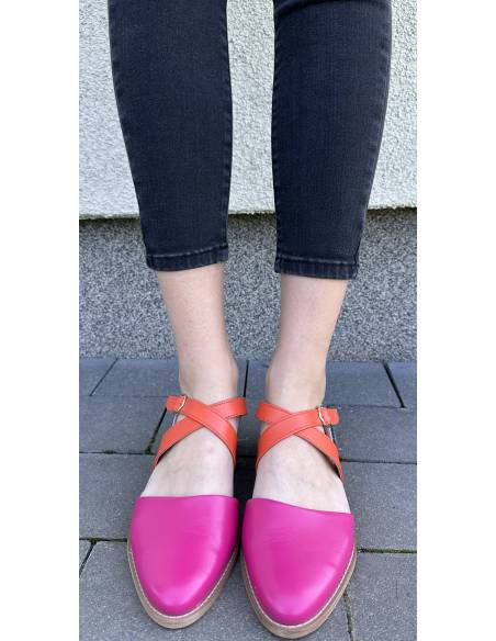 Baleriny damskie różowe fioletowe orange skóra naturalna Nicoll 2333/35