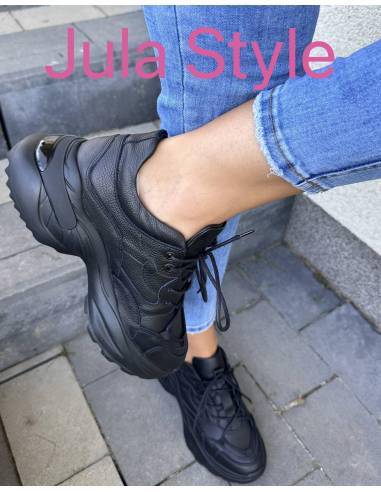 Adidasy sneakers czarne skóra naturalna ALMODI...