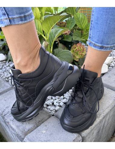 Adidasy sneakers czarne skóra naturalna ALMODI...