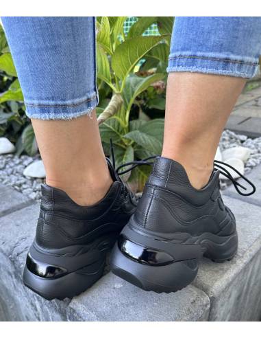 Adidasy sneakers czarne skóra naturalna ALMODI...